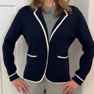 J.Crew✨ Navy Contrast Trim Sweater Blazer -Size Small